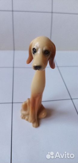 Статуэтка маленькая гончая собака рыжая