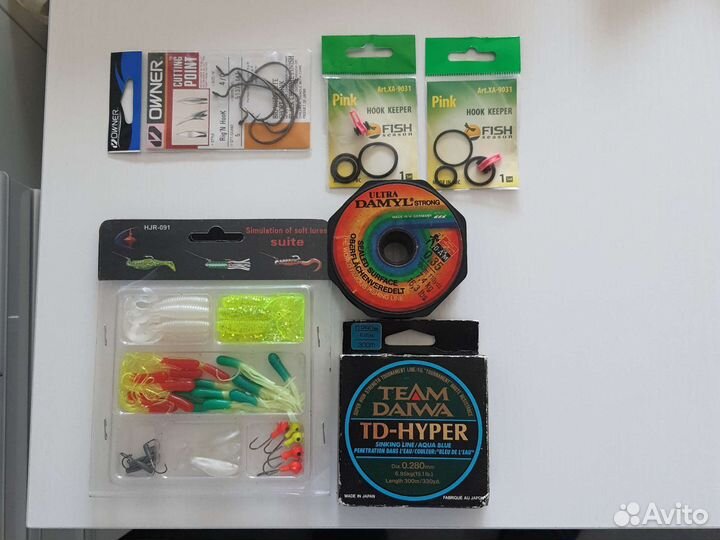 Офс.крючки,набор для джига,леска, держ.крючка