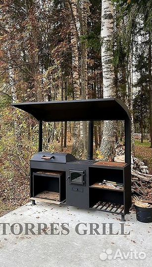 Мангал с крышей и печью