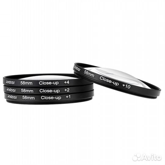 Макрофильтры Andoer 58 мм + 1+ 2+ 4+ 10+чехол