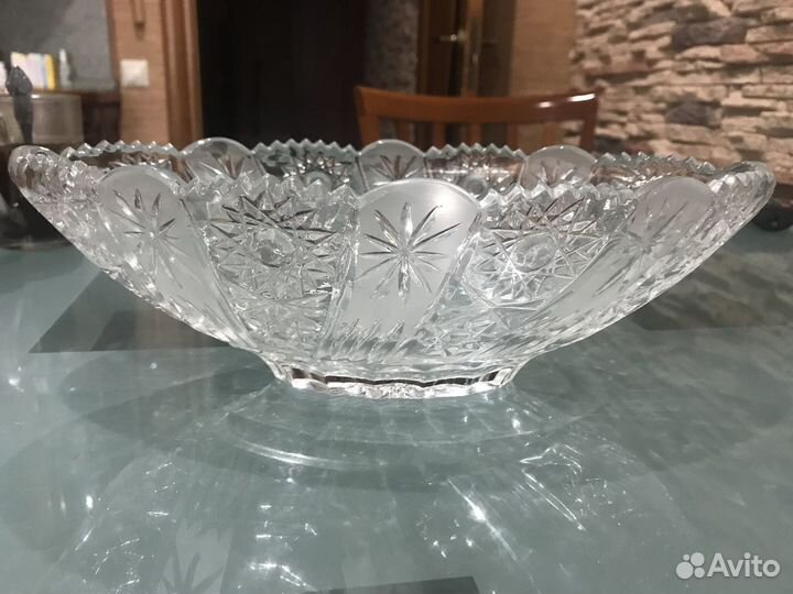 Хрустальная ладья или ваза для фруктов большая