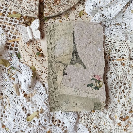 Открытки из бумаги ручного литья. Винтажные