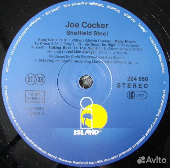 JOE cocker - sheffield steel / 1982 germany TOM