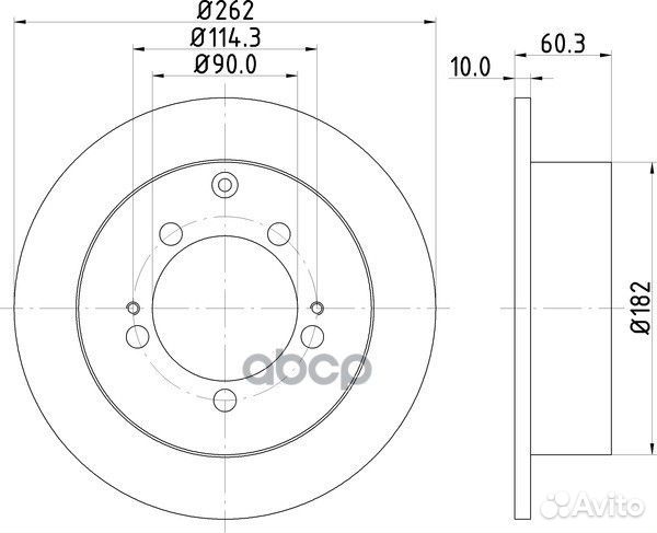 Диск тормозной задний 262x10 5 отв. с покрыти