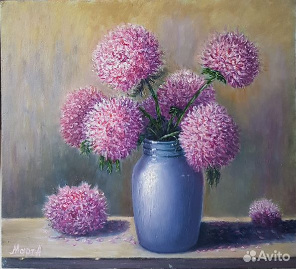 Картина Хризантемы 29х32см