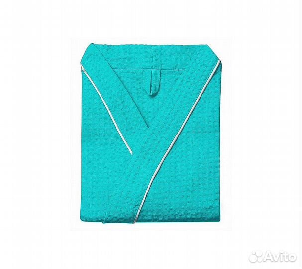 Халат вафельный Home One с кантом изумруд 42