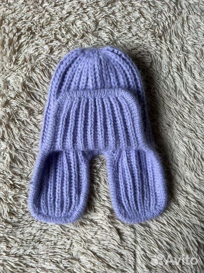 Шапка ушанка из натурального пуха норки