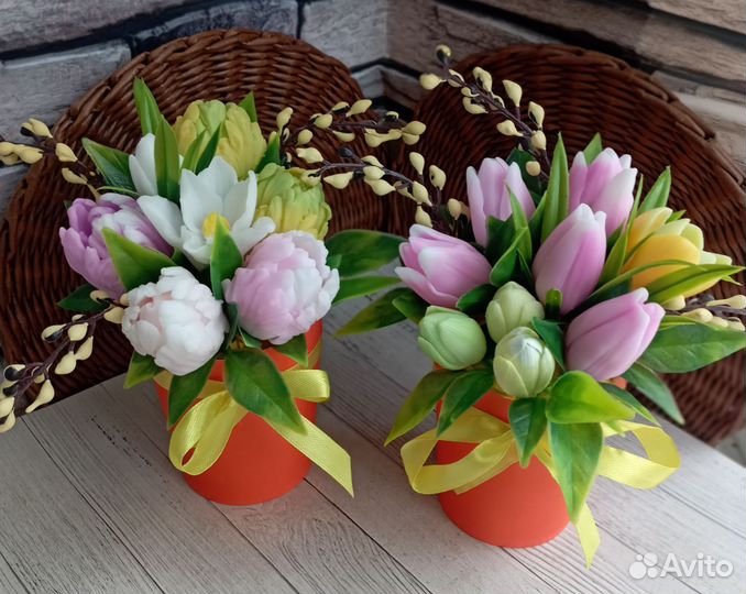 Тюльпаны из сувенирного мыла ручной работы