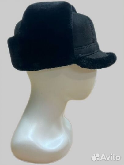 Бейсболка ушанка мужская зимняя черная