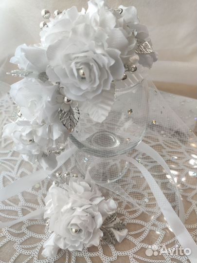 Ободок Белые цветы