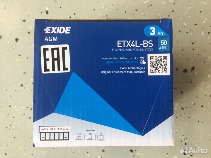Аккумулятор ETX4L-BS Exide
