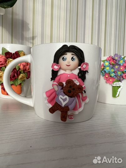 Кружки с декором из полимерной глины