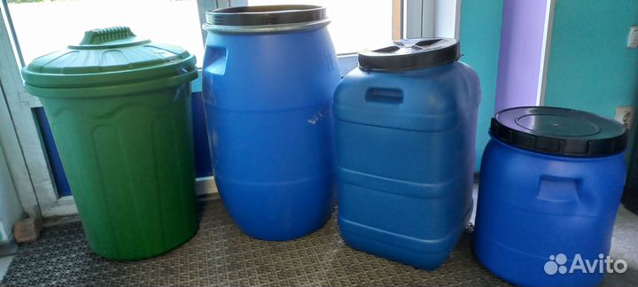 Бочка пластиковая, бак хозяйственный, ёмкость