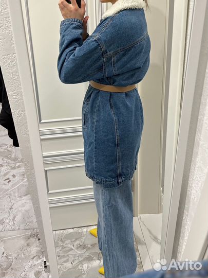 Джинсовая куртка удлиненная теплая женская