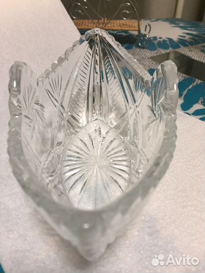 Конфетница-ладья хрусталь новая СССР