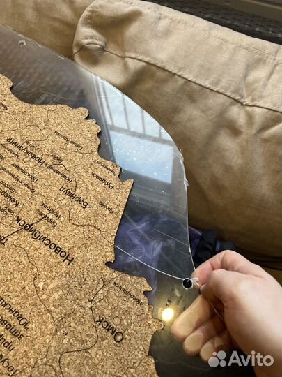 Карта России из пробки и оргстекла