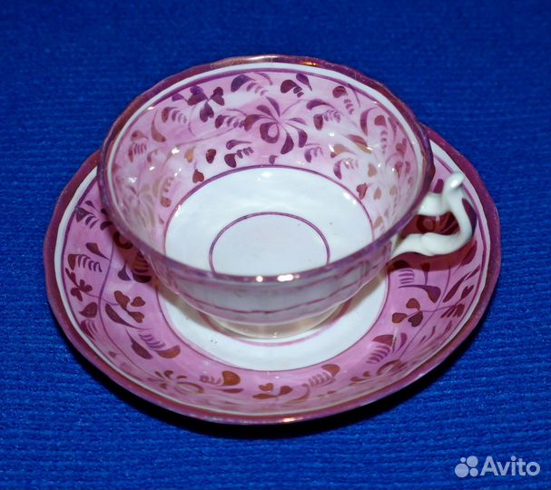 Чайная пара Англия Sunderland lustreware 19 век