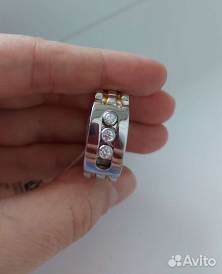 Кольцо мужское с бриллиантами 750 проба