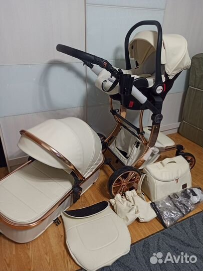 Детская коляска Luxmom 608 2в1, 3в1 эко кожа прем