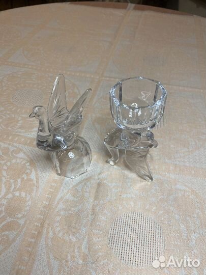 Хрусталь СССР подсвечник лебеди бокалы