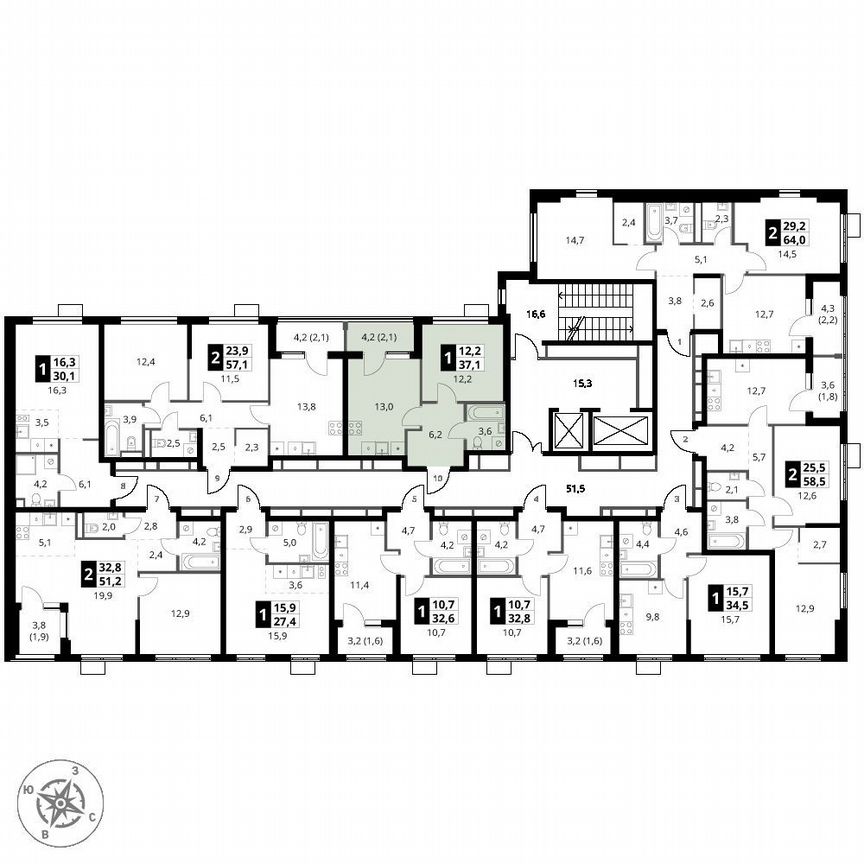 1-к. квартира, 37,1 м², 17/18 эт.