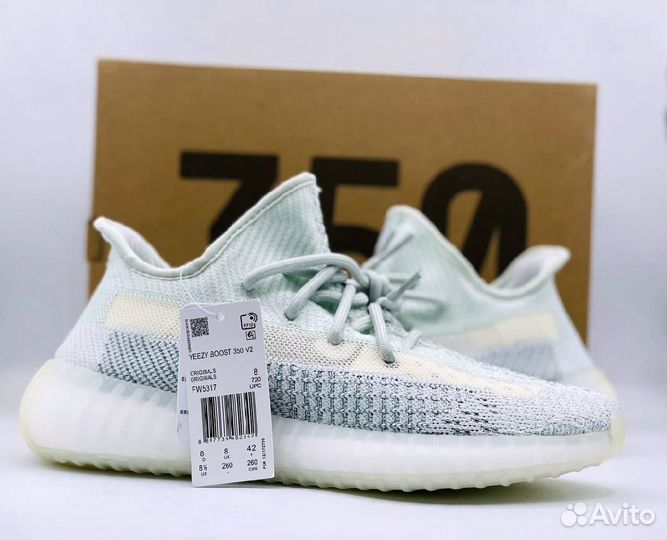 Кроссовки Adidas Yeezy Boost 350 бело-голубые р41