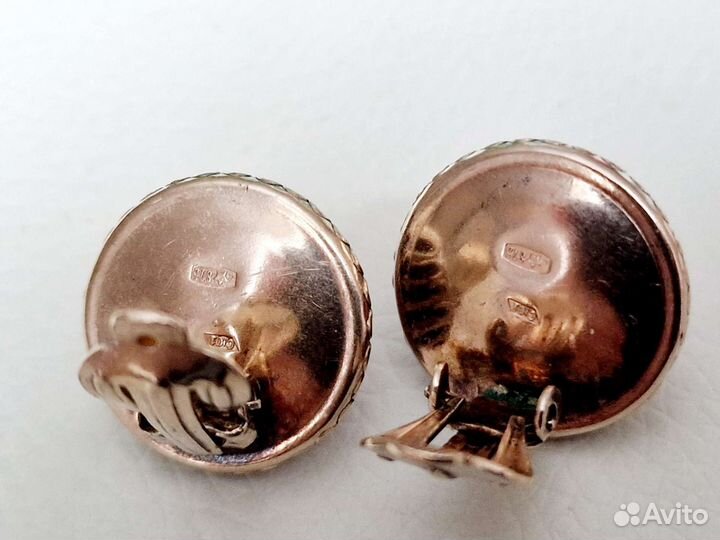 Винтажные серьги клипсы 875 пробы СССР