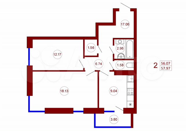 Аренда двухкомнатной квартиры 63м² Выборная ул., 91/4, Новосибирск, Новосибирска