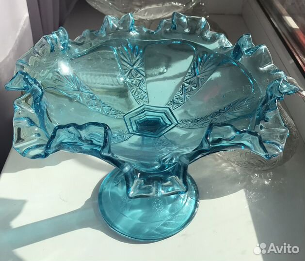 Ваза для фруктов купоросное стекло