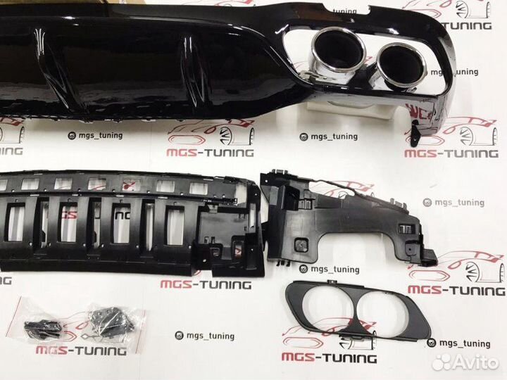 Диффузор Black + Chrome насадки E-Class 53AMG W213