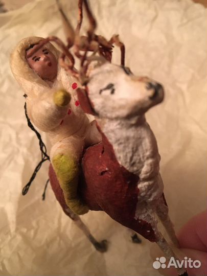 Елочные игрушки СССР. Якут на олене. Ненец на олен