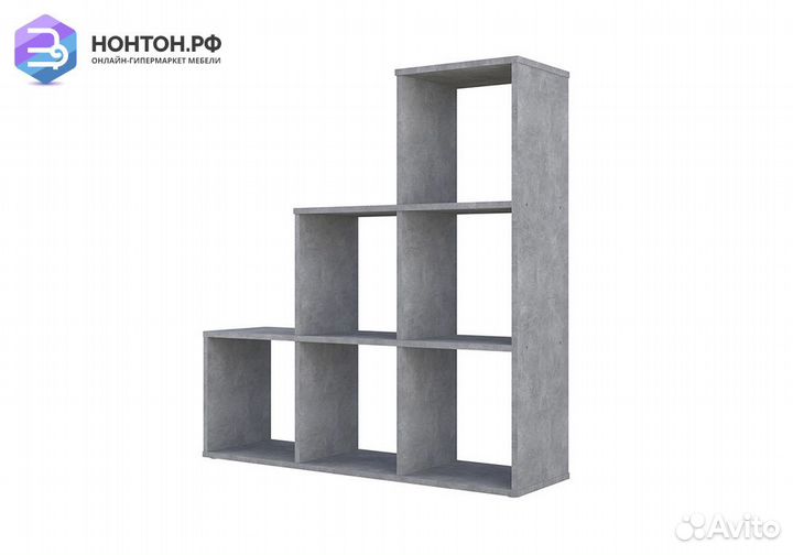 Стеллаж каскадный Polini home Smart 6 секций бетон