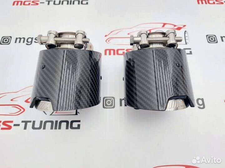 Насадки на выхлоп 102мм бмв M Pro карбон 1x1