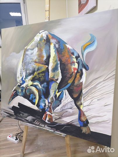 Интерьерная картина Бык на холсте