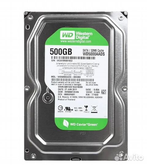 WD Caviar Green WD5000aads, 500гб, HDD, SATA II