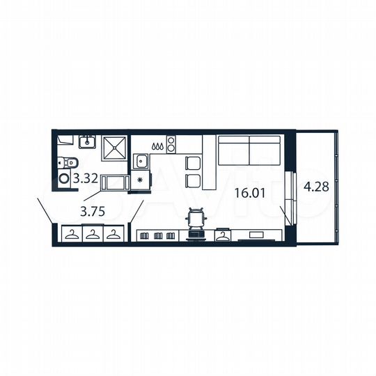 Квартира-студия, 24,4 м², 6/12 эт.