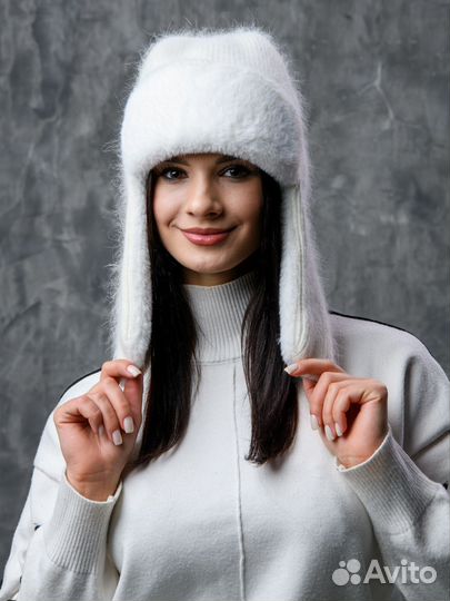 Шапка ушанка женская белая