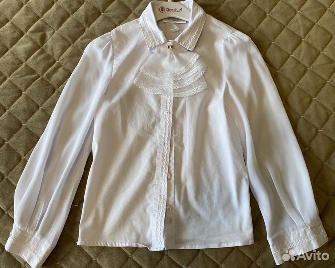 Рубашка белая для девочки 128