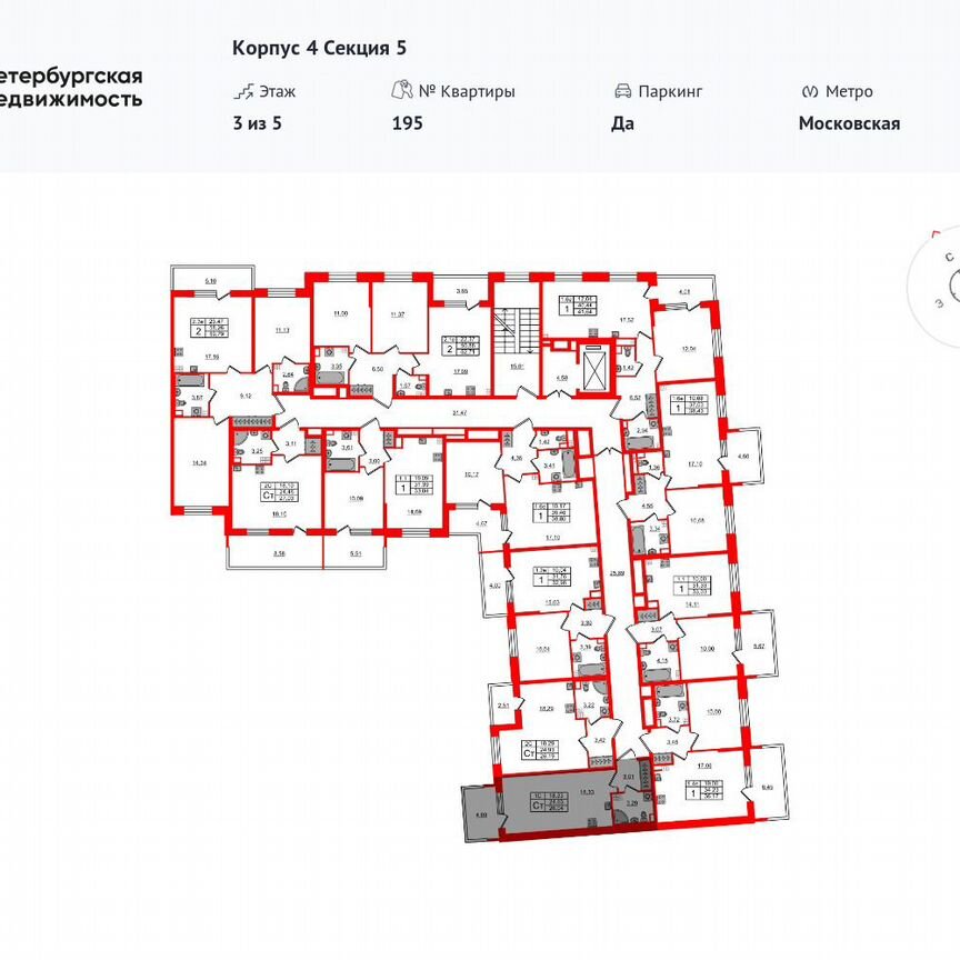 1-к. квартира, 34,2 м², 3/5 эт.