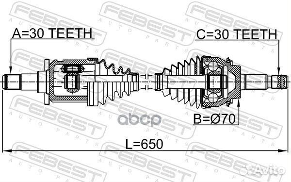 Привод передний левый/правый 30x650x30 toyota F