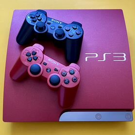 PS3 Slim Red прошитая +39 игр и 2джоя