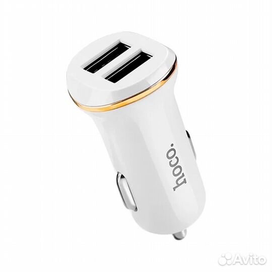 Зарядка в авто hoco с кабелем Micro USB белый