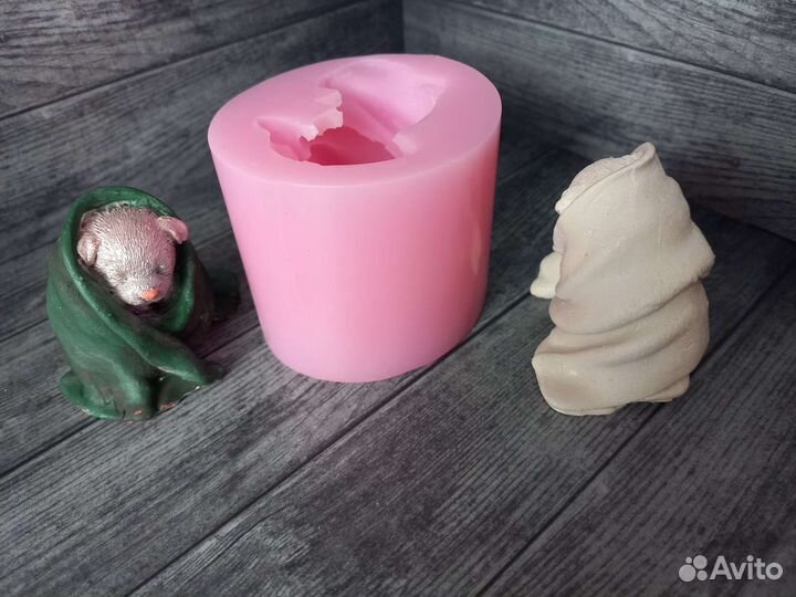 Силиконовая форма собака в пледе