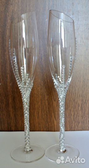 Свадебные бокалы (фужеры) стильные со стразами