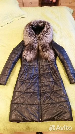 Кожаный пухових с мехом чернобурки