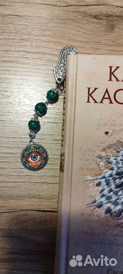 Закладка для книг ручной работы с малахитом 