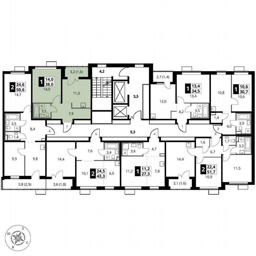 1-к. квартира, 38 м², 24/24 эт.