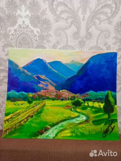 Картина гуашью холст