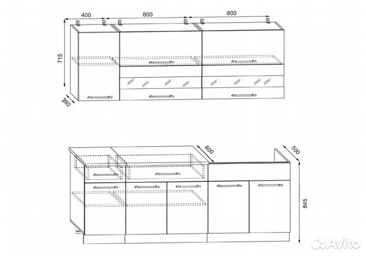 Кухня Маша 2.0м Бетон (в наличии)