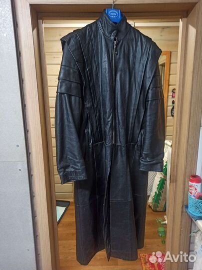 Кожаный плащ мужской длинный